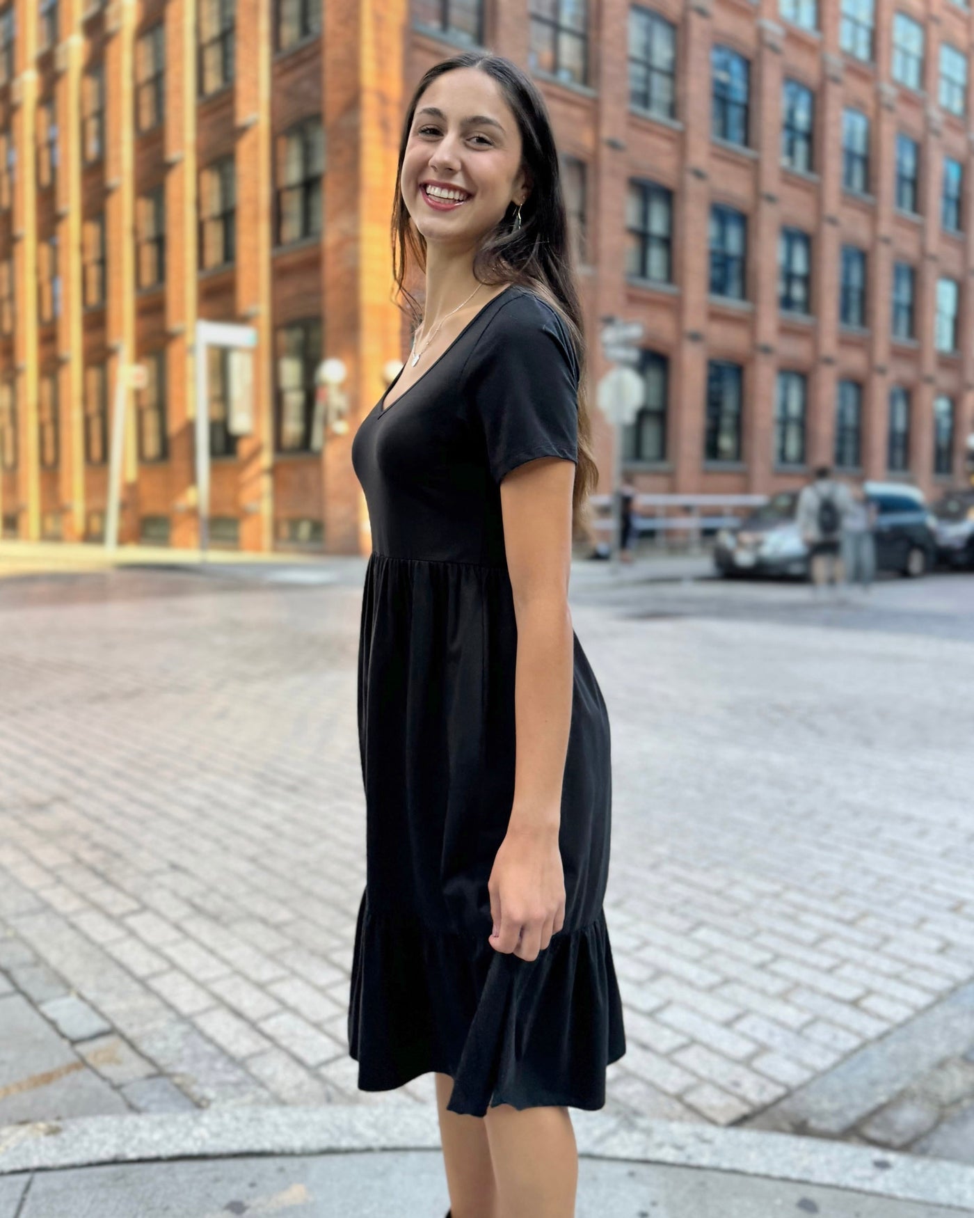 JAYDE tiered dress in Black