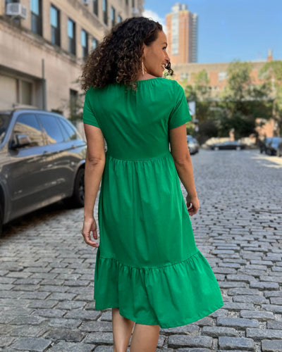 JAYDE tiered dress in Leaf Green