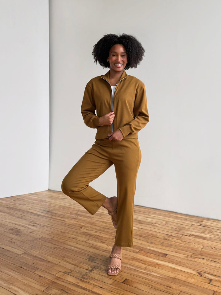 PATRICIA heavy knit cropped pants in Desert Sand, Warm Sienna, Gunmetal