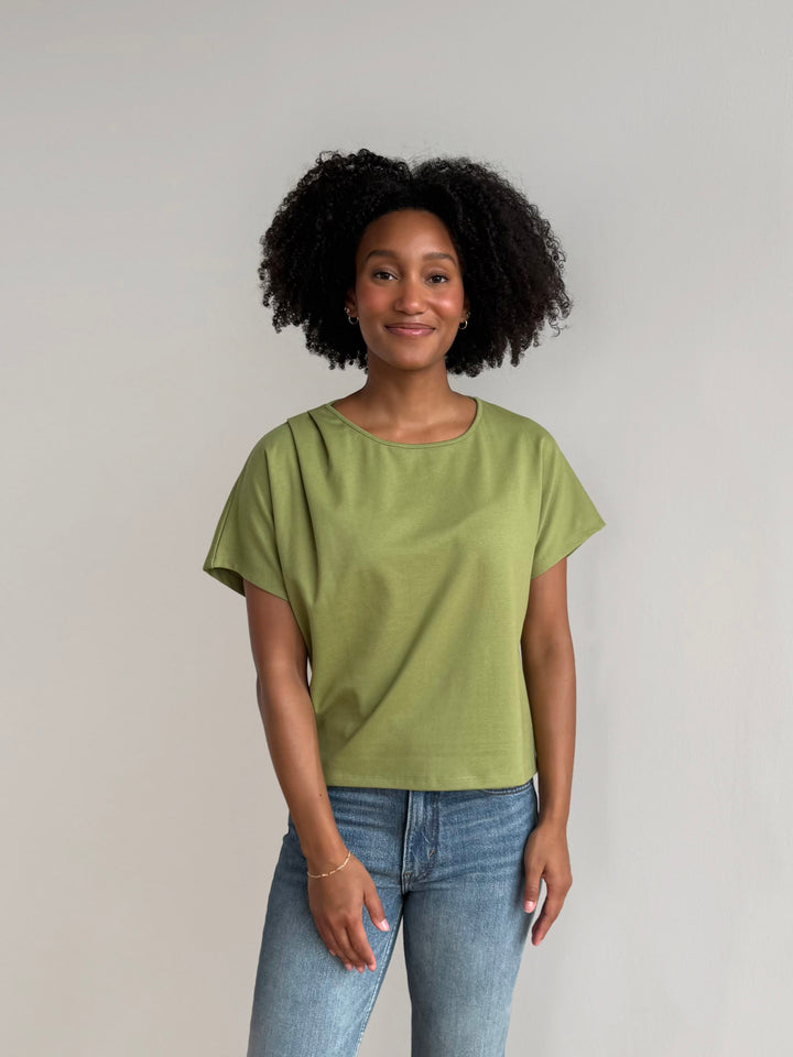 JEANINE heavy knit top in Deep Sea, Grass Green