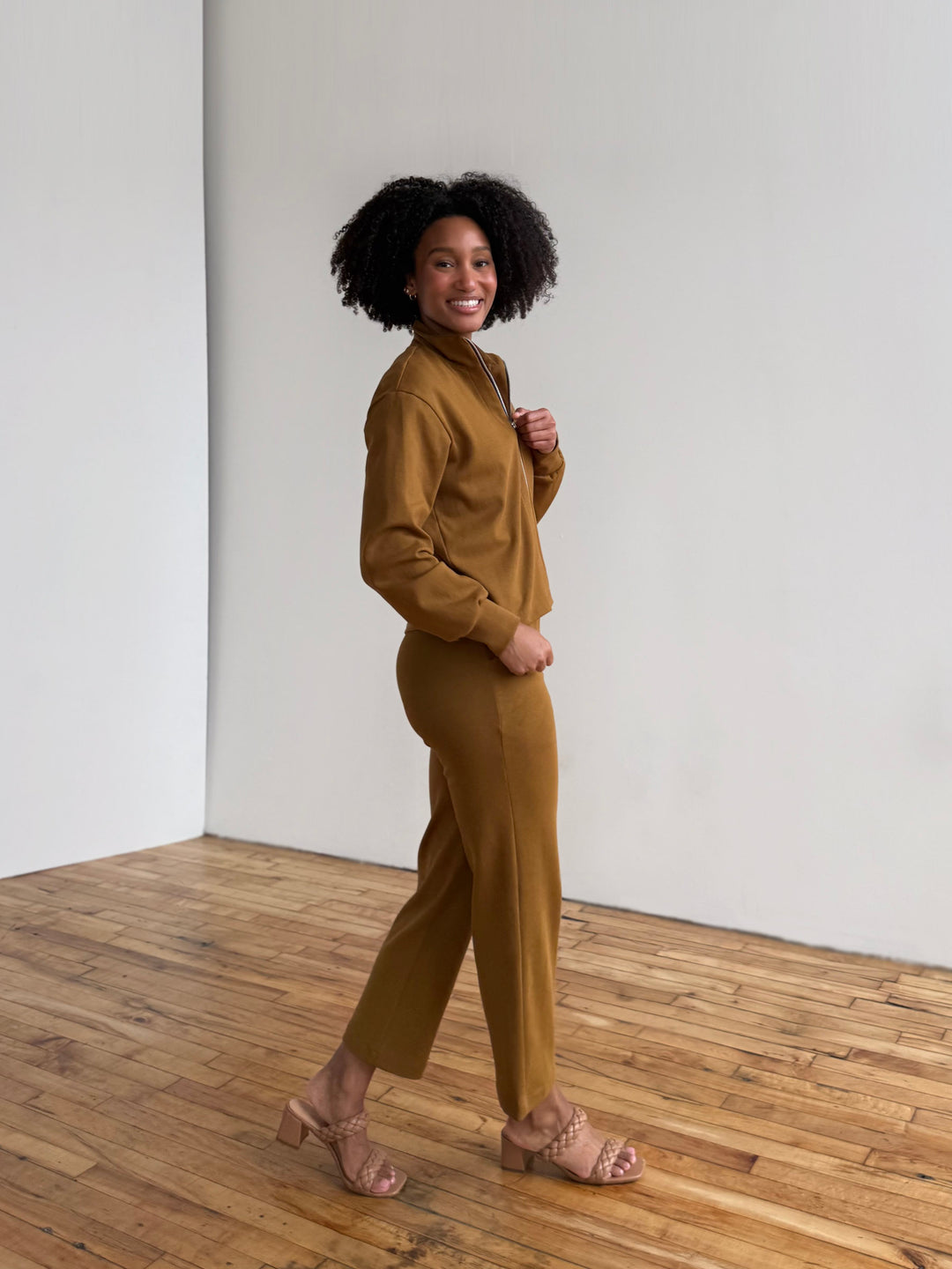PATRICIA heavy knit cropped pants in Desert Sand, Warm Sienna, Gunmetal