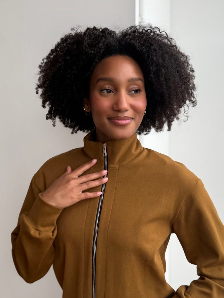 SHELLEY heavy knit jacket in Desert Sand, Warm Sienna, Gunmetal