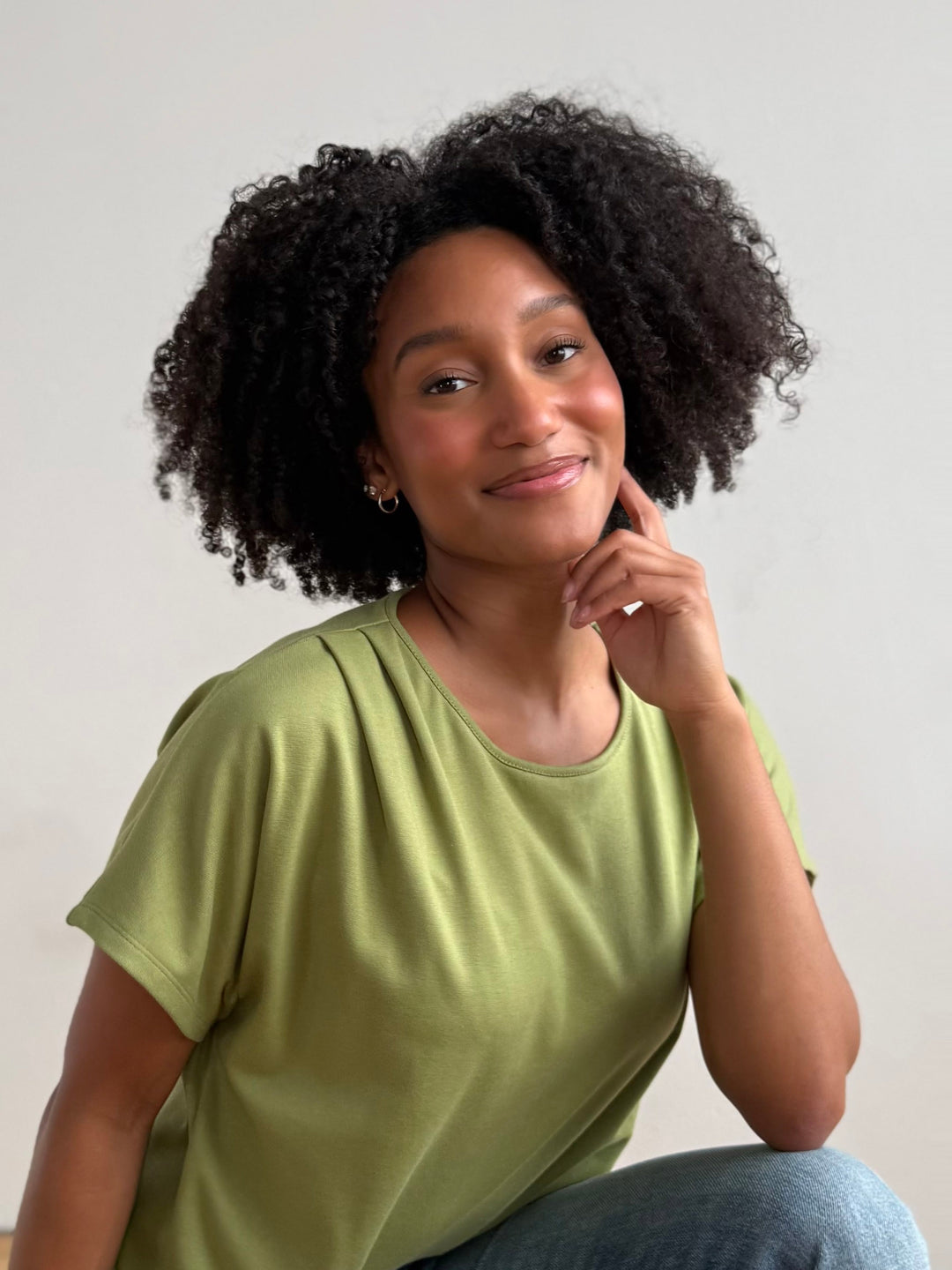 JEANINE heavy knit top in Deep Sea, Grass Green