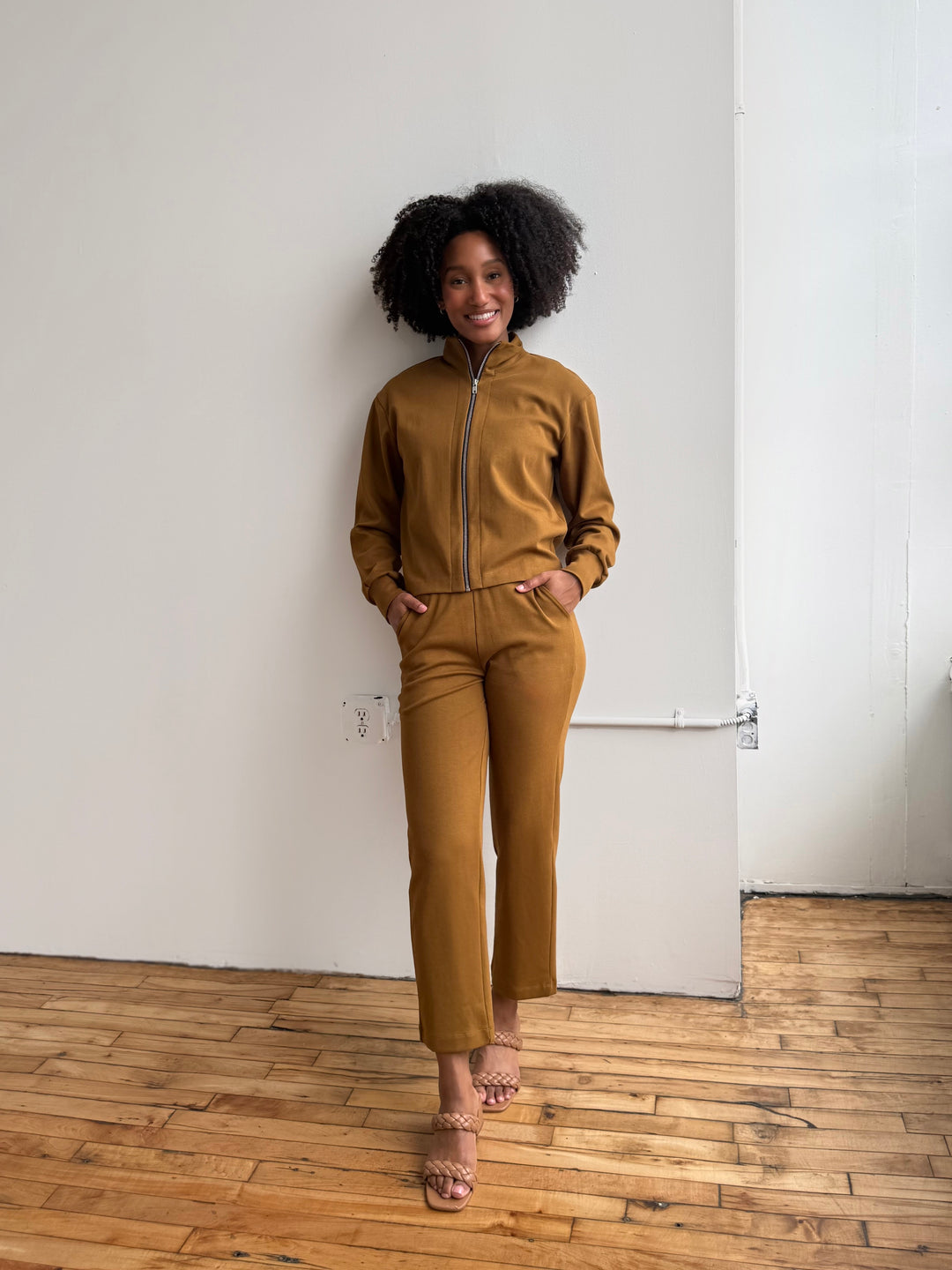 PATRICIA heavy knit cropped pants in Desert Sand, Warm Sienna, Gunmetal