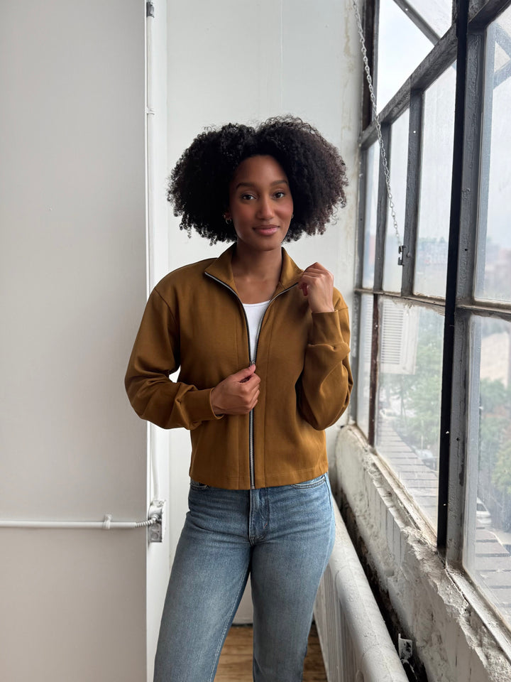 SHELLEY heavy knit jacket in Desert Sand, Warm Sienna, Gunmetal