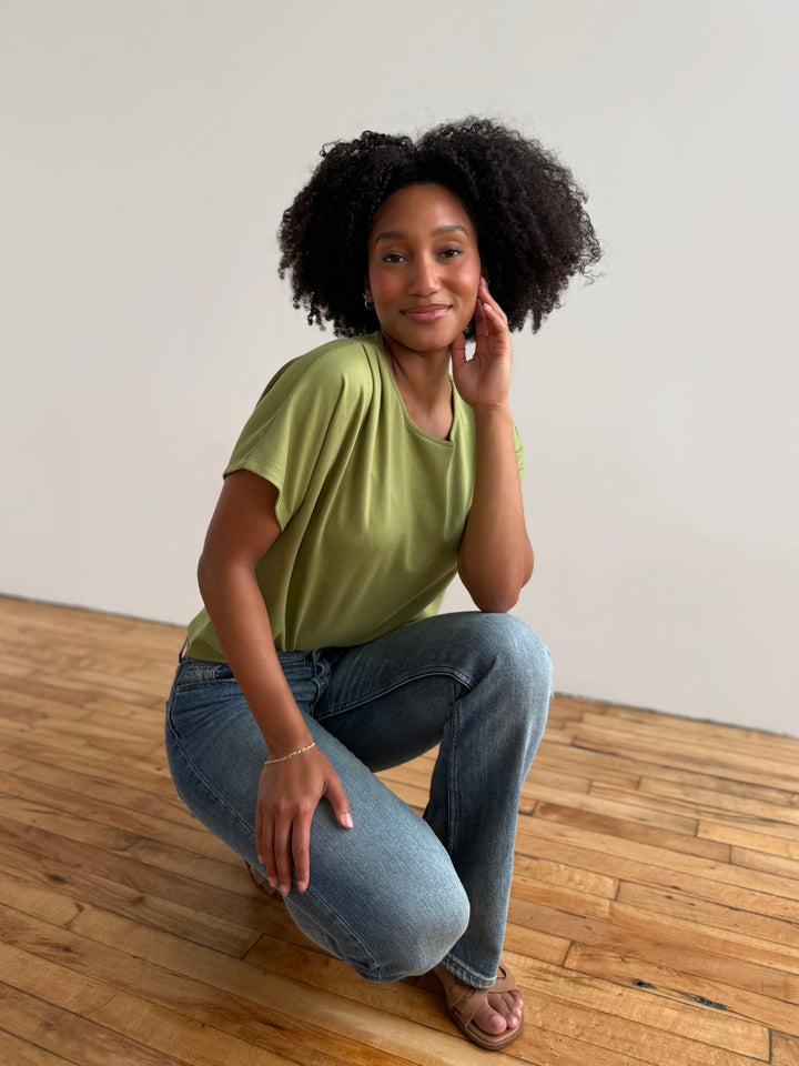 JEANINE heavy knit top in Deep Sea, Grass Green