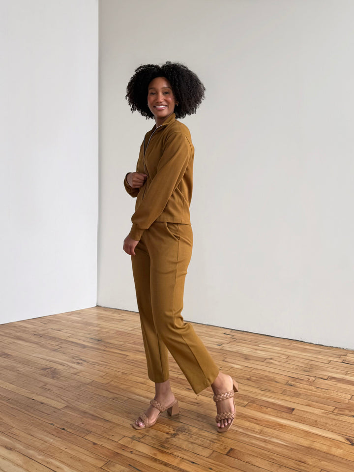 PATRICIA heavy knit cropped pants in Desert Sand, Warm Sienna, Gunmetal