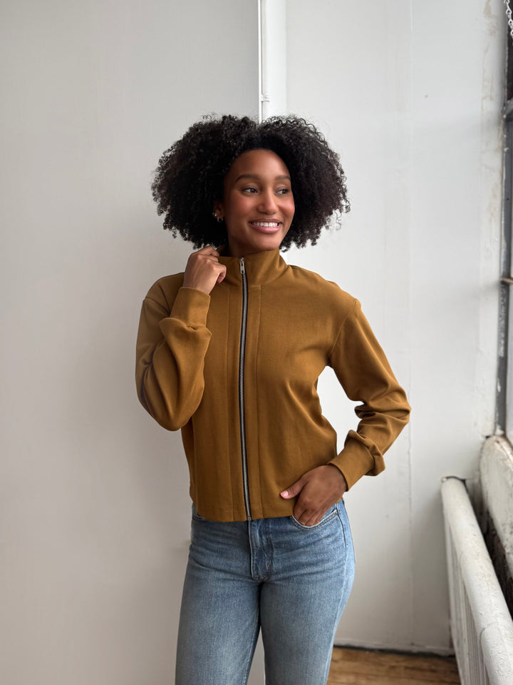 SHELLEY heavy knit jacket in Desert Sand, Warm Sienna, Gunmetal