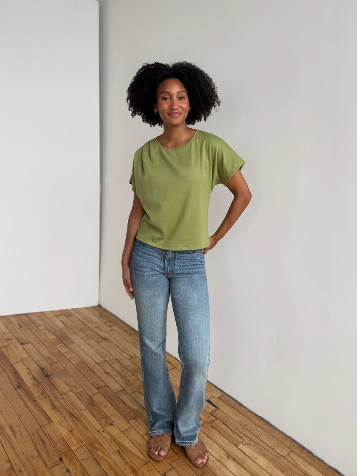 JEANINE heavy knit top in Deep Sea, Grass Green