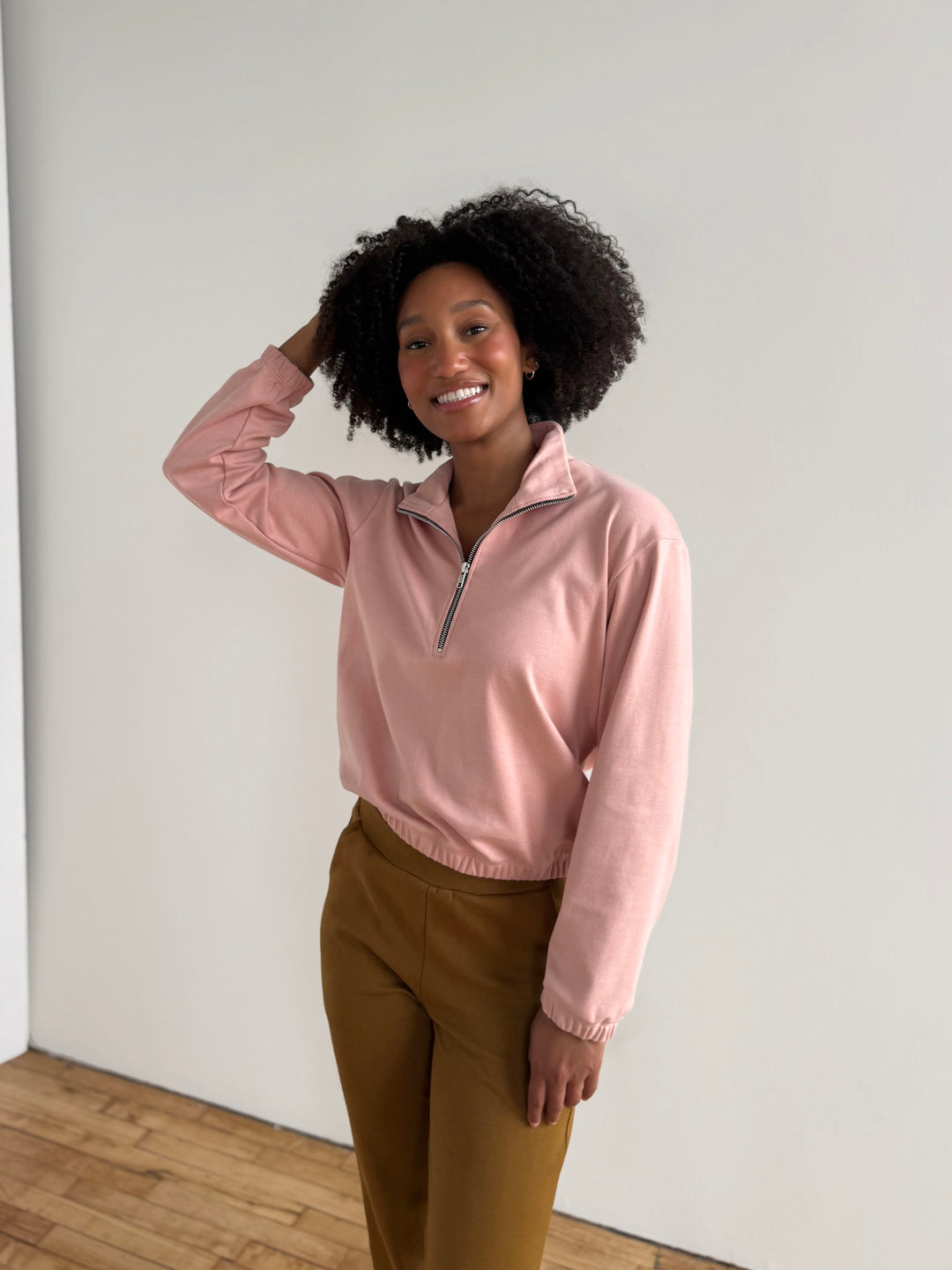 JOHANNA heavy knit pullover in Deep Sea, Earthy Rose