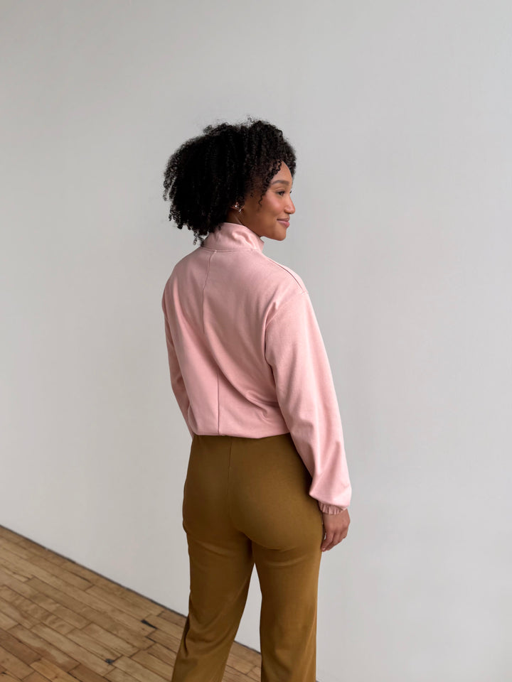 JOHANNA heavy knit pullover in Deep Sea, Earthy Rose