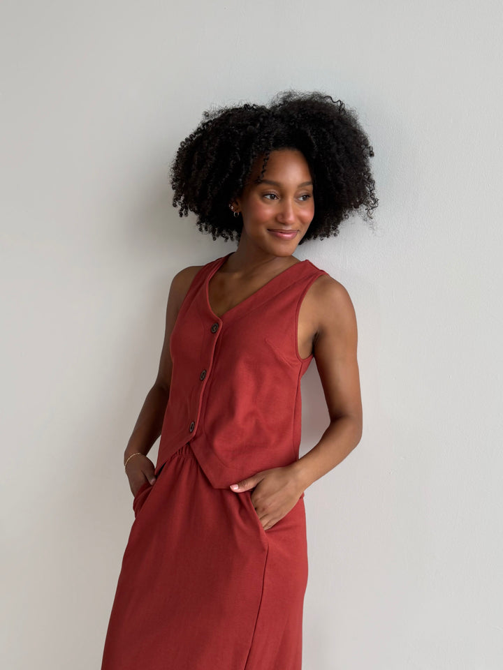 DANIELLE heavy knit skirt in Gunmetal, Red Amber, Deep Sea