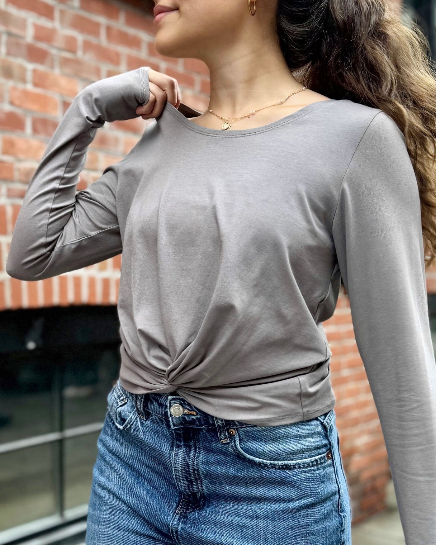 PASHA twist top in Circular Grey