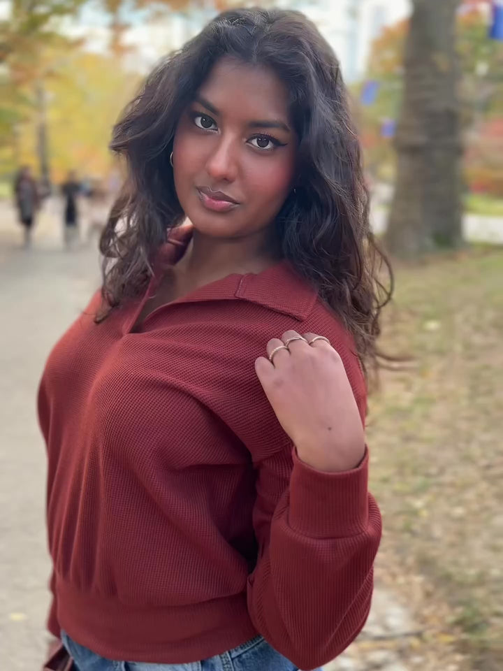 SEDONA waffle knit top in Cherrywood