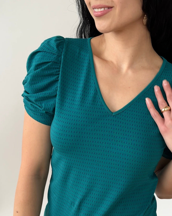 EMBER printed top in Teal/Navy