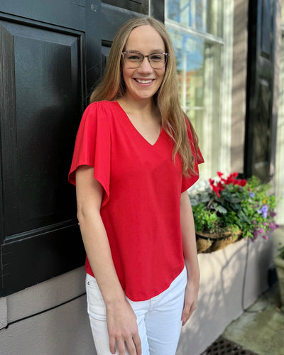 ELLIOT tee in Bright Ruby