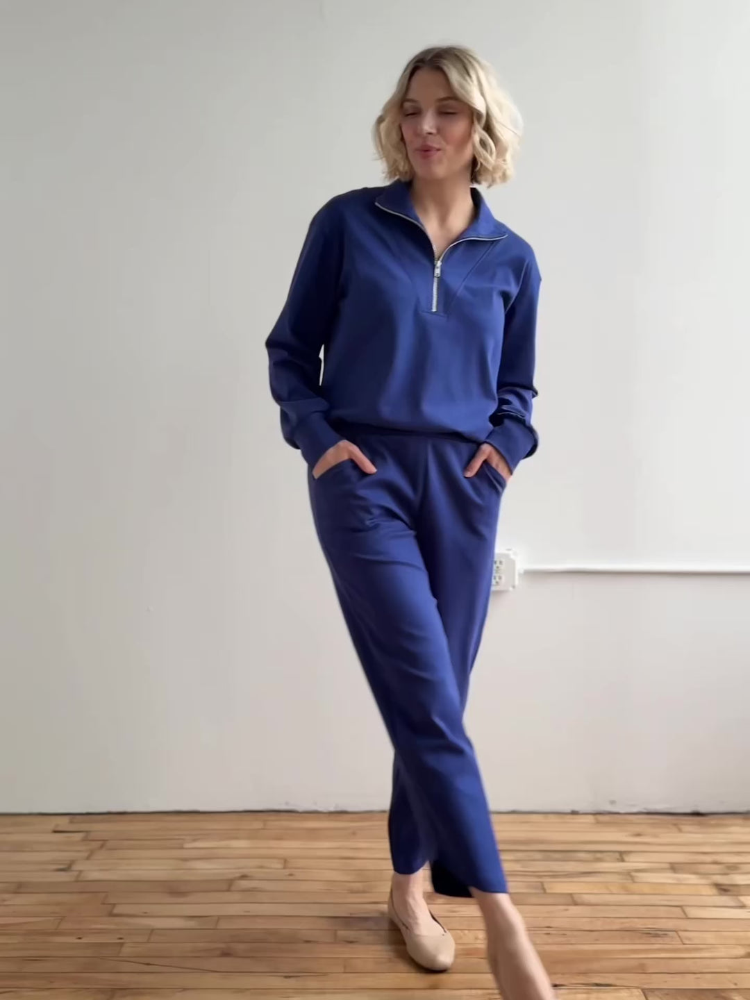 SOPHIA tulip hem pants in Bright Navy