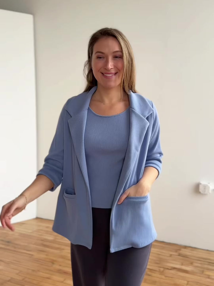 CROSBY rib knit blazer in Bluebell