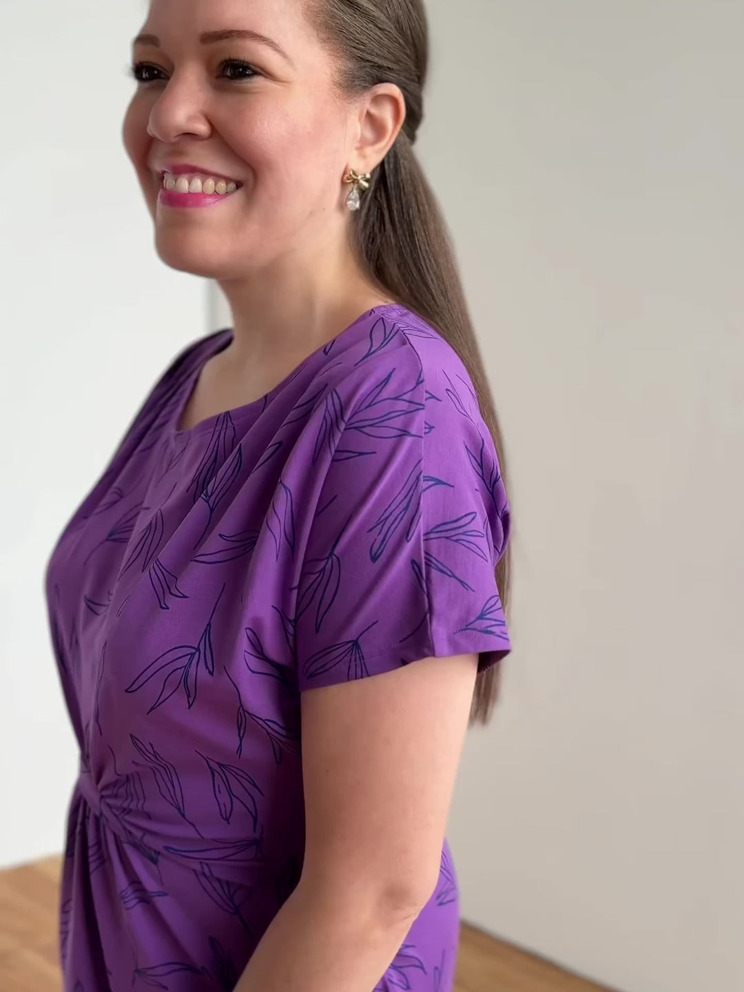 HOPE printed dress in Purple/Navy