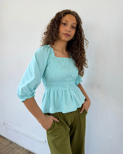BEATRICE top in Crisp Aqua