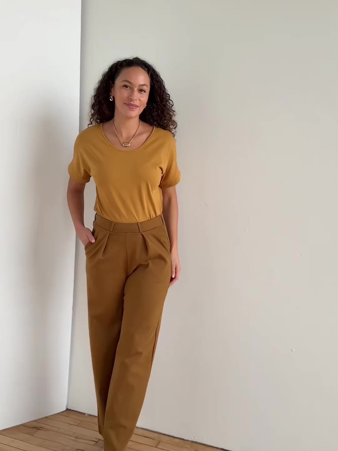 LONDON heavy knit pants in Warm Sienna