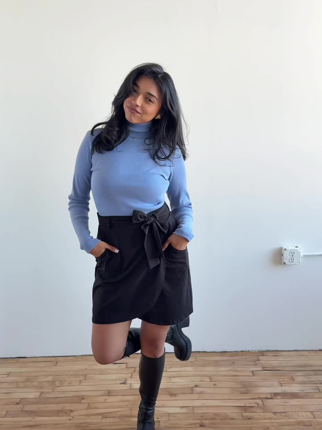 MILANE rib-knit top in Bluebell