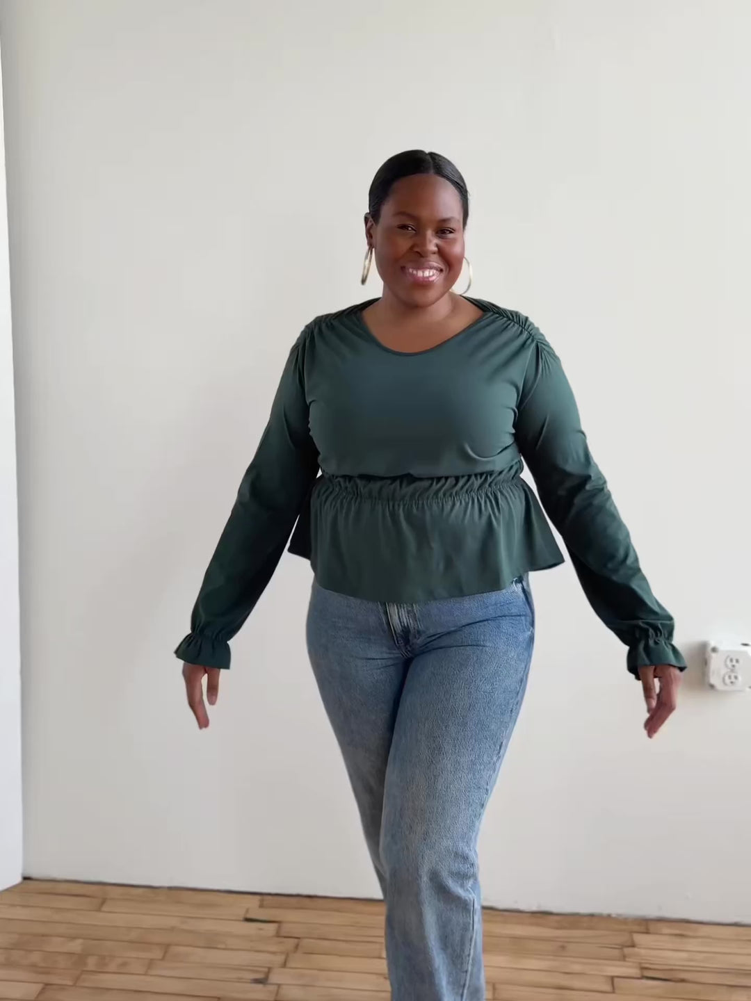 IRINA jersey top in Deep Pine