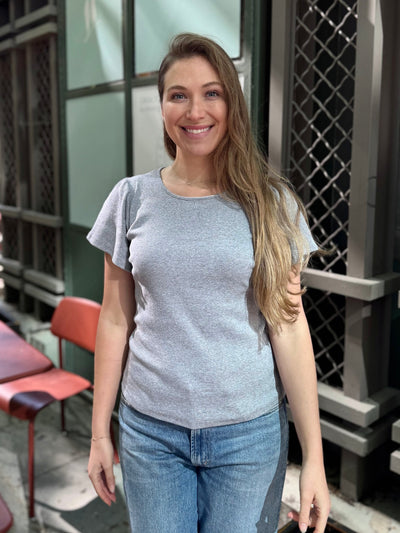 ZADIE rib knit tee in Pebble Gray