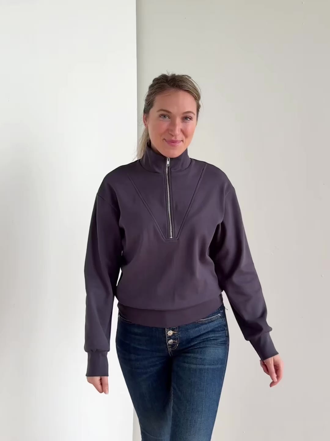 ASHER zip pullover in Gunmetal
