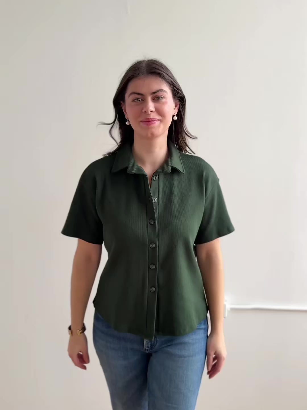 POLLY rib knit top in Pine Green