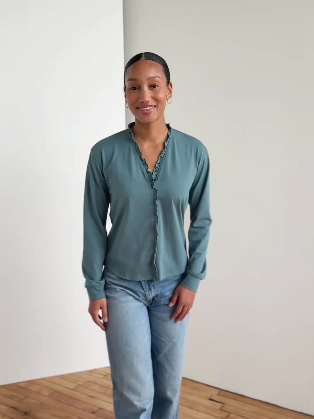 PIETRA jersey top in Dark Aqua