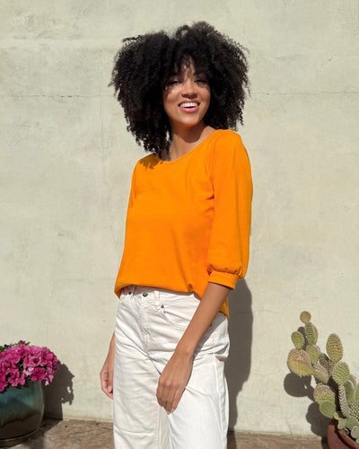 SUNBURST heavyknit top in Tangerine