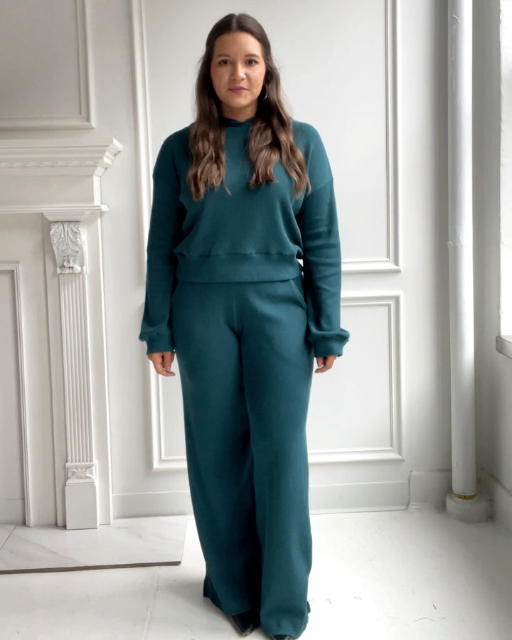 COLBY waffle knit pants in Oceanic