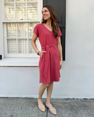 ALICIA waffle knit dress in Soft Hibiscus