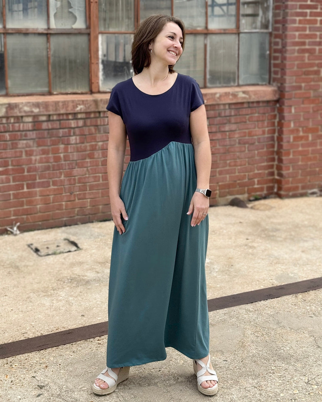 NORAH dress in Navy/Dark Aqua