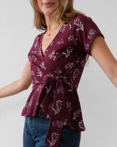 ZINNIA printed top in Currant/White