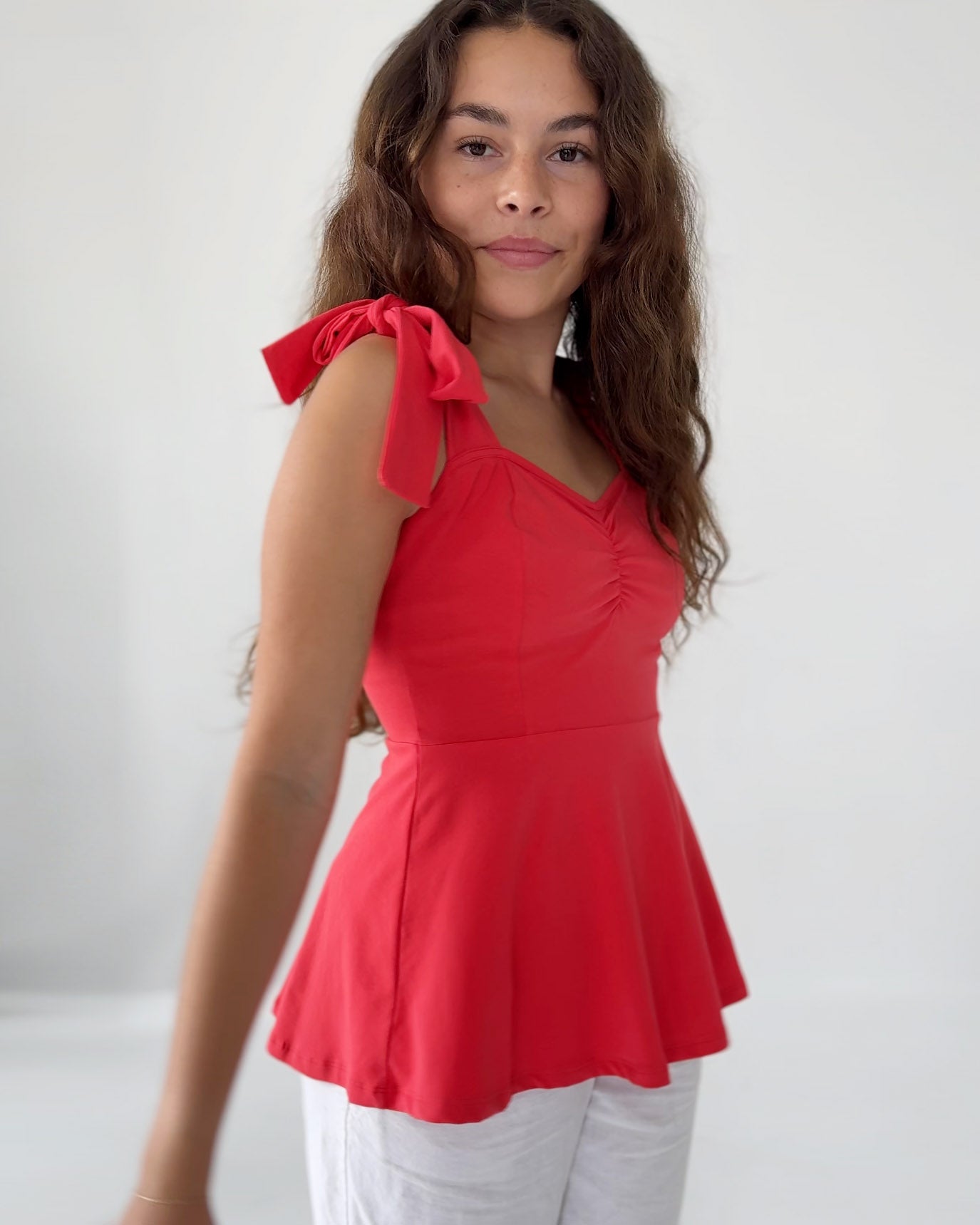 AZALEE top in Coral Red