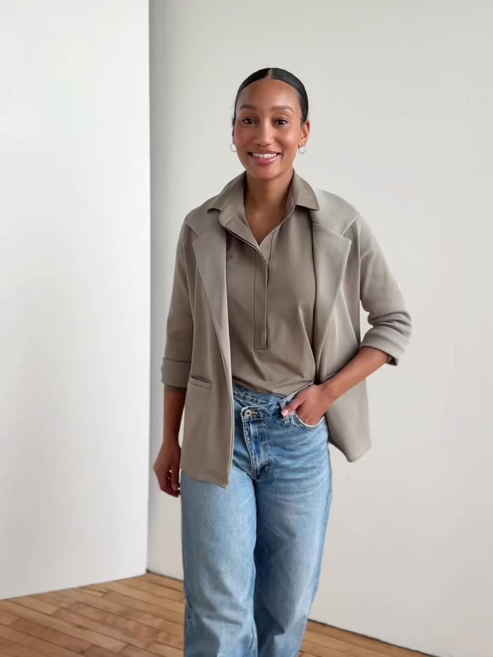 CROSBY rib knit blazer in Light Sage