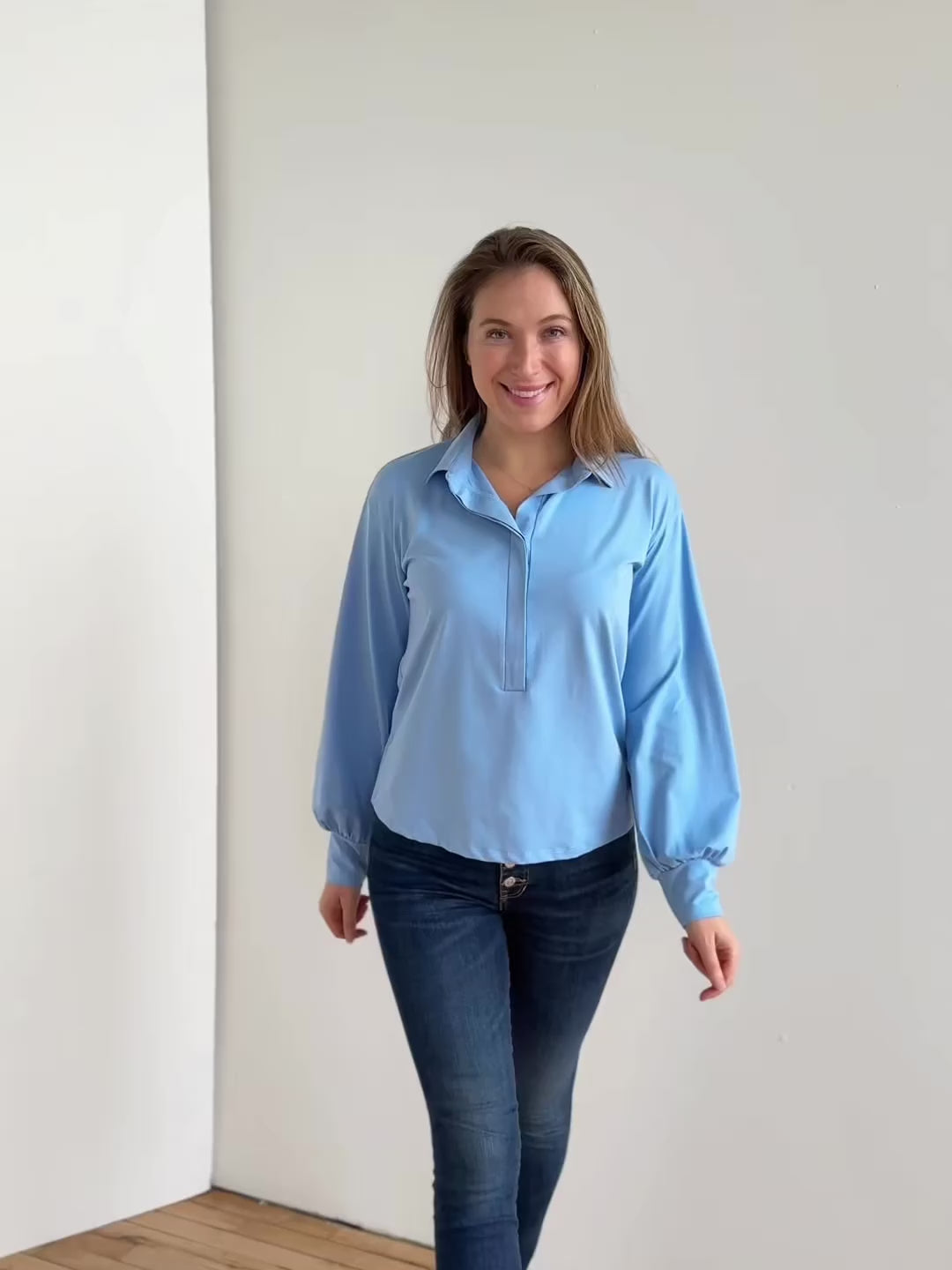 KAILYN jersey top in Light Cornflower