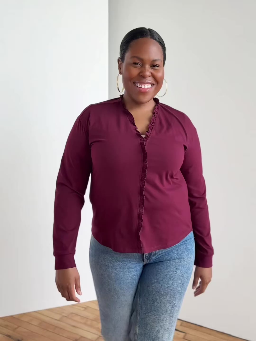 PIETRA jersey top in Merlot