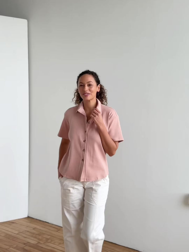 POLLY rib knit top in Vintage Peach