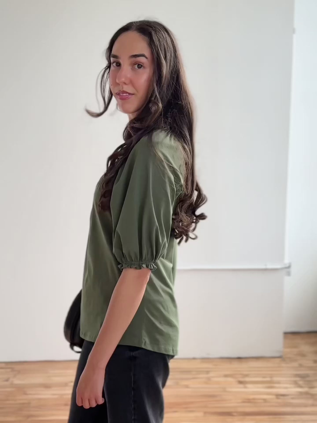 DELPHINE top in Meadow Green