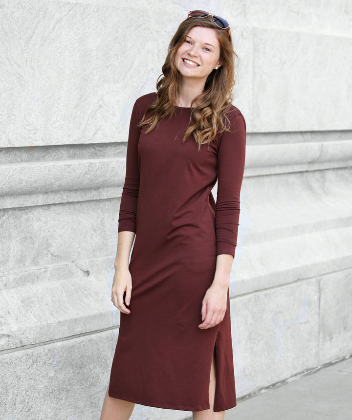 ALEXY dress with slits in Truffle