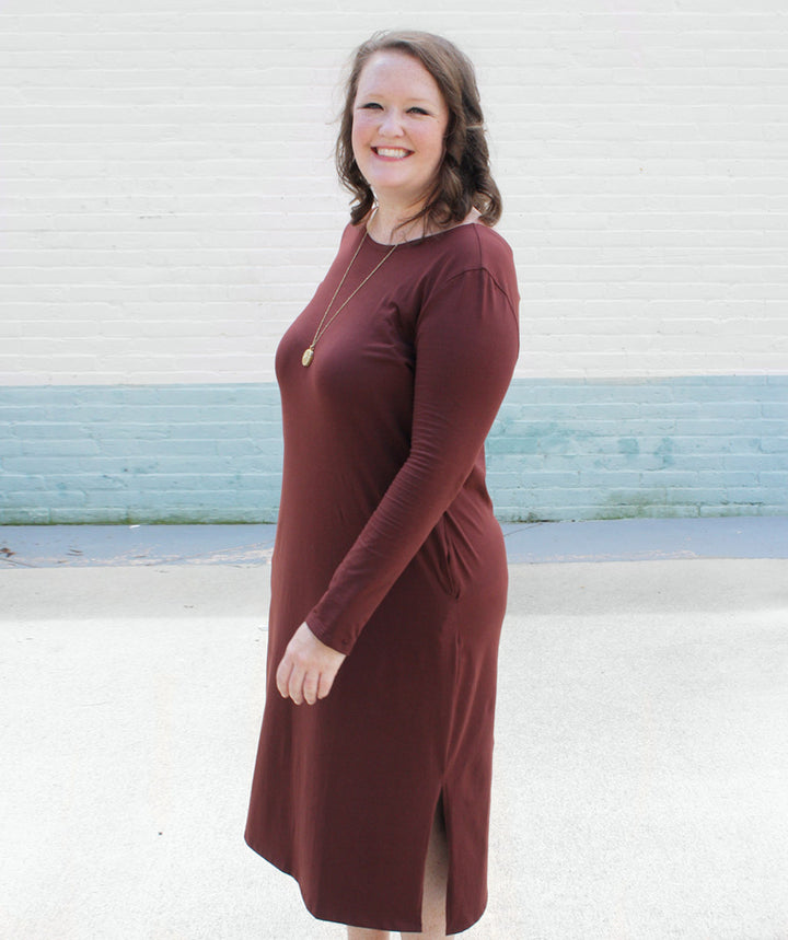 ALEXY dress with slits in Truffle