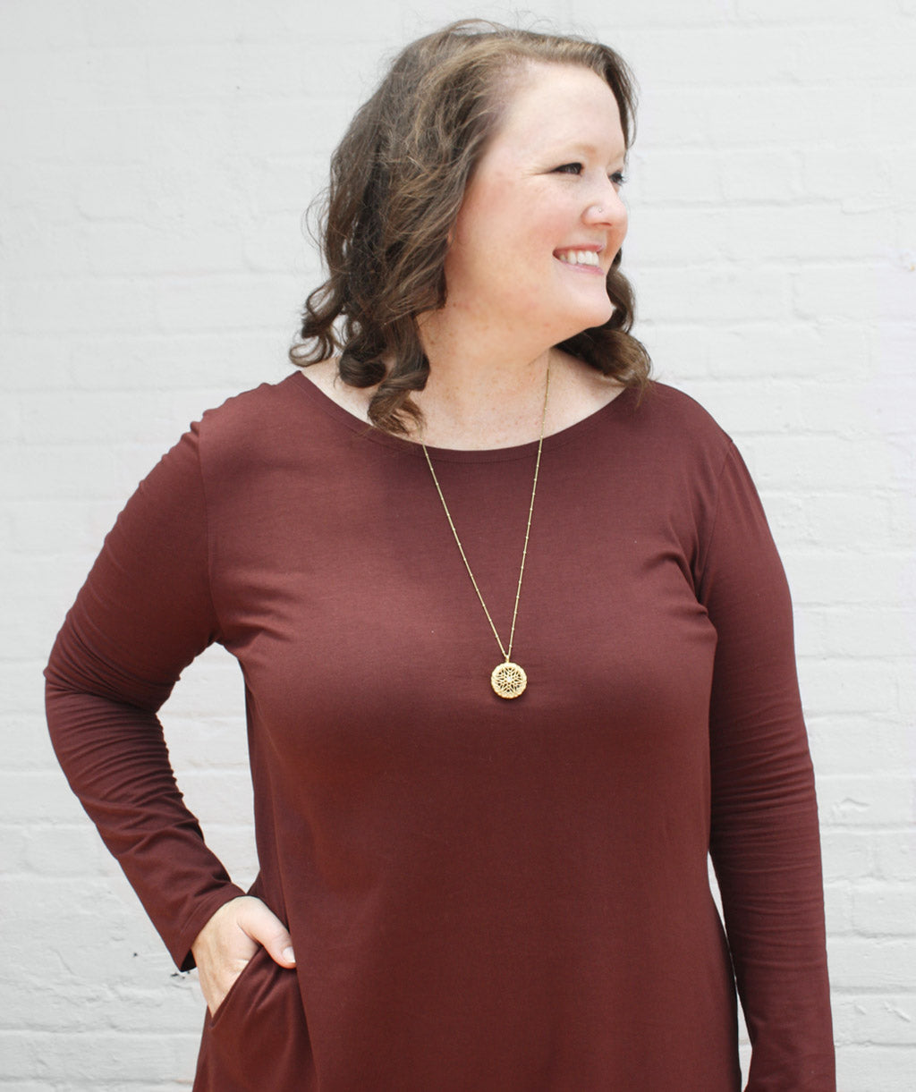 ALEXY dress with slits in Truffle