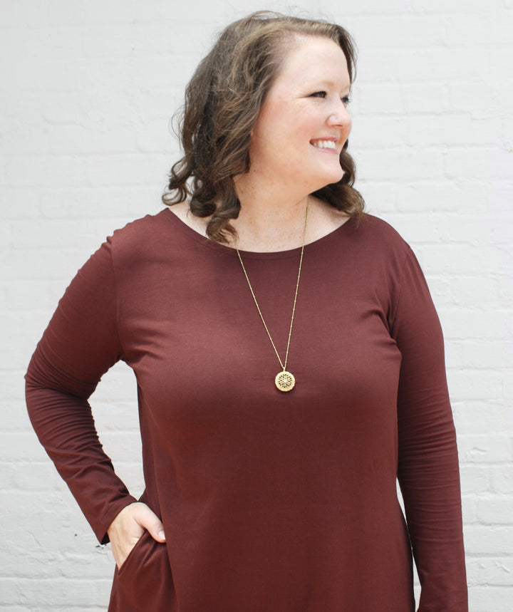 ALEXY dress with slits in Truffle