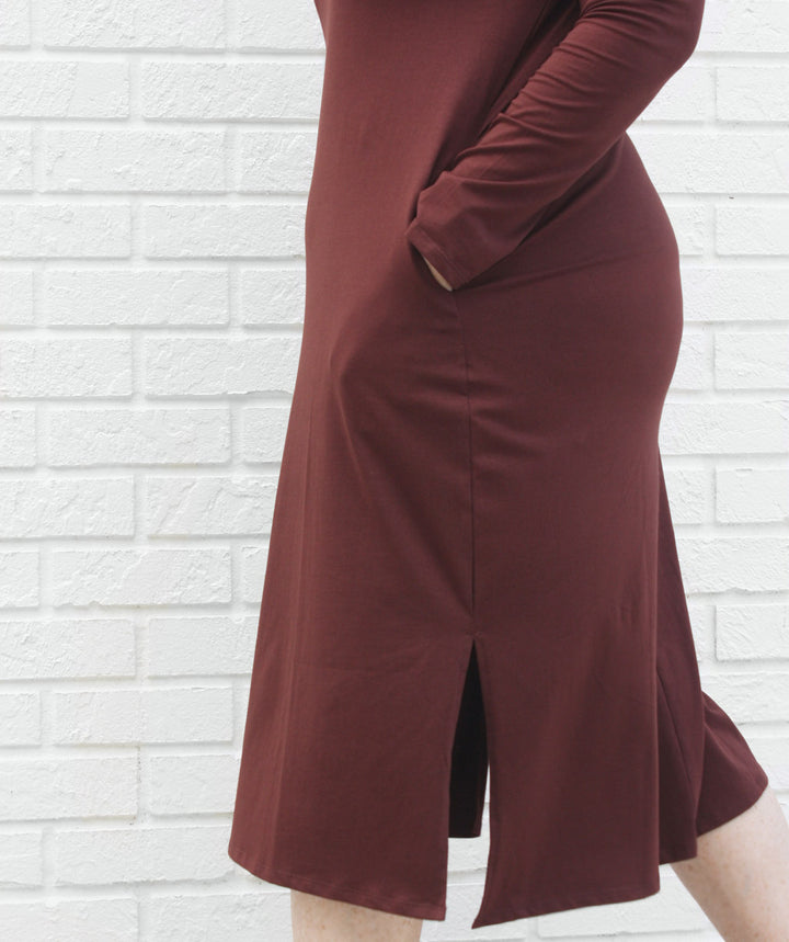 ALEXY dress with slits in Truffle