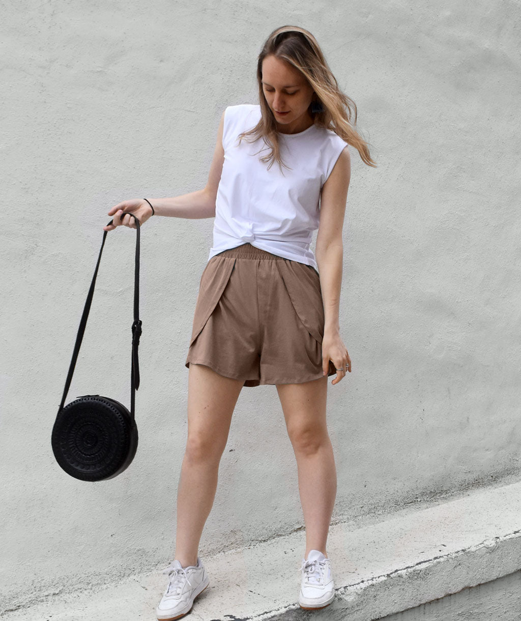 ALLIE petal shorts in Deep Taupe