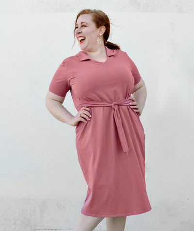 ANGELOU tie front dress in Sunset Pink