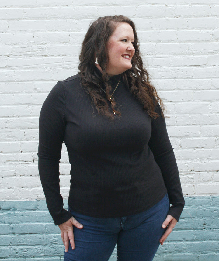 ASTOR rib knit top in Black